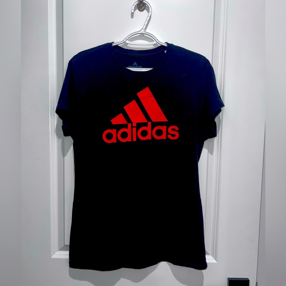 Red Adidas logo black shirt